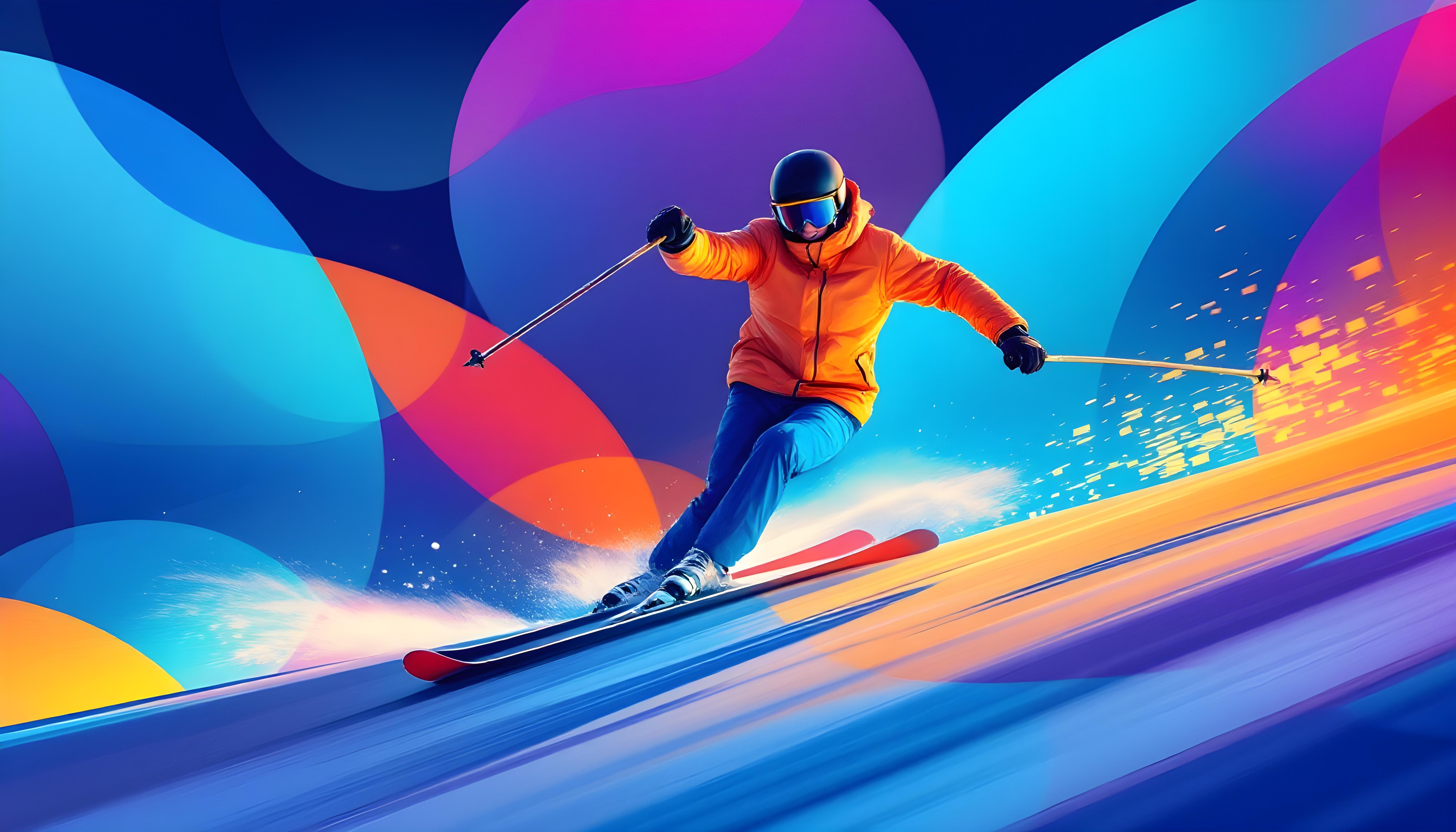 Abstract skiing graphic