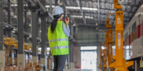 engineer inspecting a warehouse
